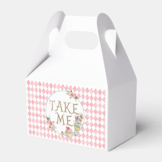 Alice in Wonderland, Birthday Favor Box Neem me me Bedankdoosjes (Voorkant Zijde)