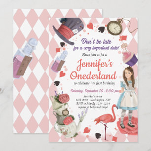 Alice in Wonderland Birthday Invitation Kaart