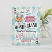 Alice in Wonderland Birthday Invitations Kaart (Staand voorkant)
