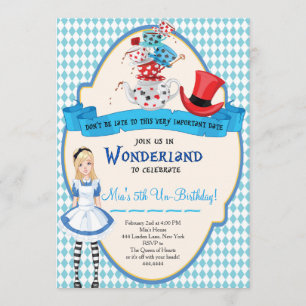 Alice in Wonderland Birthday Invitations Kaart