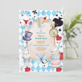 Alice in Wonderland Birthday Kaart (Staand voorkant)