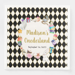 Alice in Wonderland Birthday Onederland Napkins Servet