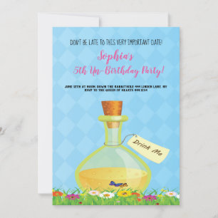 Alice in Wonderland Birthday Party Invitation Kaart