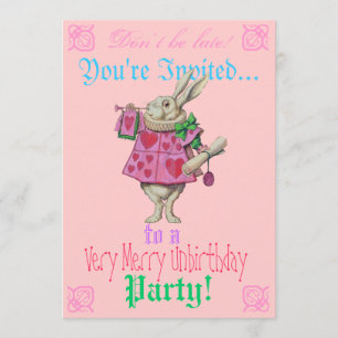 Alice in Wonderland Birthday Party Invitation Kaart