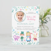 Alice in Wonderland Birthday Party Kaart (Staand voorkant)