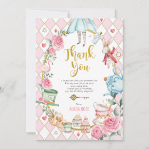 Alice in Wonderland Birthday Tea Hartelijk dank Kaart