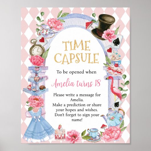 Alice in Wonderland Birthday Time Capsule Poster (Voorkant)