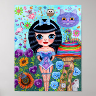 Alice in Wonderland Black Hair Cheshire Cat Schatt Poster