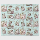 Alice in Wonderland blauw goud Cadeaupapier (Vlak)