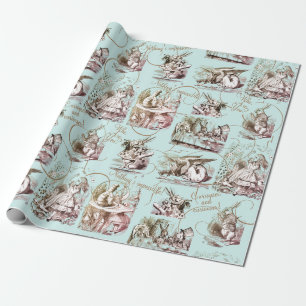 Alice in Wonderland  blauw goud Cadeaupapier