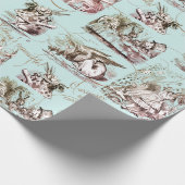 Alice in Wonderland blauw goud Cadeaupapier (Hoek)