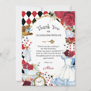 Alice in Wonderland Bloemige Bruids Bruiloft Thee  Bedankkaart