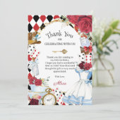 Alice in Wonderland Bloemige Bruids Bruiloft Theep Bedankkaart (Staand voorkant)
