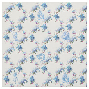 Alice in Wonderland Blue Floral Fabric Stof