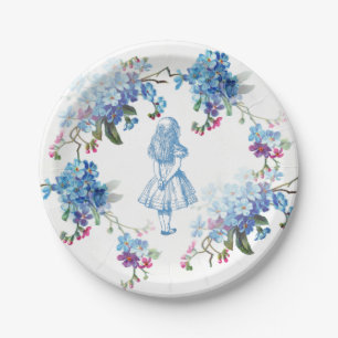 Alice in Wonderland Blue Floral Paper Bord