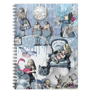 Alice in Wonderland Blue Ice Glitter Notitieboek