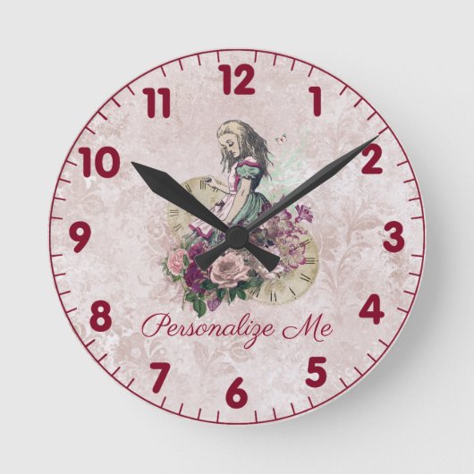 Alice in Wonderland Blush Floral Ronde Klok (Voorkant)