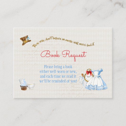 Alice in Wonderland Book Request Informatiekaartje (Voorkant)