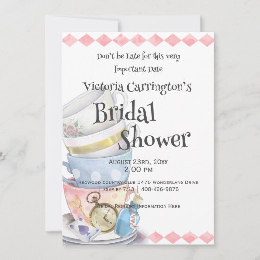 Alice in Wonderland Bridal Shower Kaart (Voorkant)