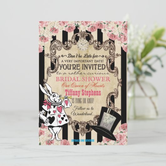Alice in Wonderland Bridal Shower Kaart (Staand voorkant)
