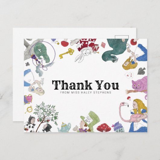 Alice in Wonderland Briefkaart (Voorkant / Achterkant)