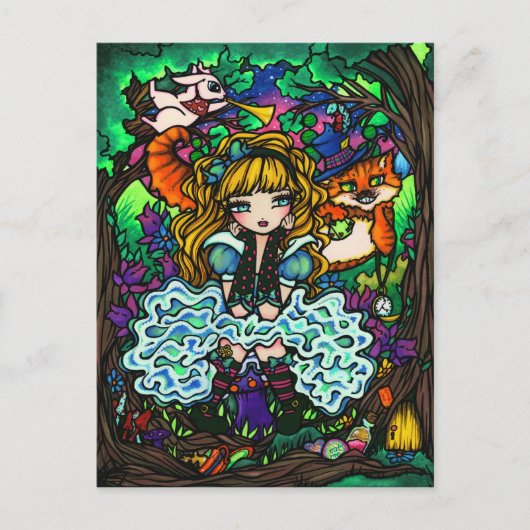 Alice in Wonderland Briefkaart (Voorkant)