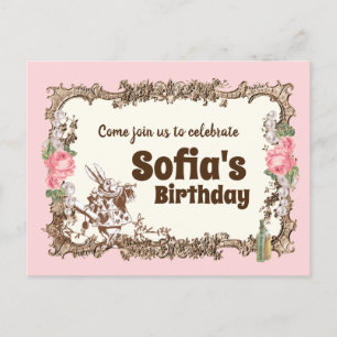 alice in wonderland , briefkaart uitnodiging