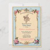 Alice in Wonderland bruidsdouche uitnodiging blauw (Voorkant)