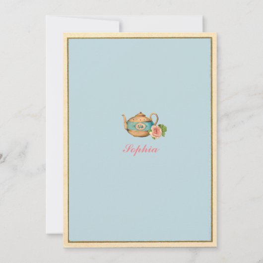 Alice in Wonderland bruidsdouche uitnodiging blauw (Achterkant)