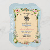 Alice in Wonderland bruidsdouche uitnodiging blauw (Voorkant / Achterkant)