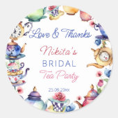 Alice in wonderland bruidsuitnodiging theepartij g ronde sticker (Voorkant)