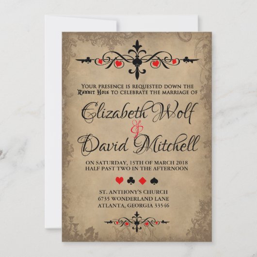  Alice in Wonderland bruiloft Kaart (Voorkant)