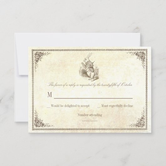Alice in wonderland bruiloft RSVP-kaarten RSVP Kaartje (Voorkant)