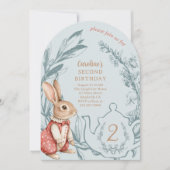 Alice in Wonderland Bunny Tea Tweede Verjaardag Kaart (Voorkant)