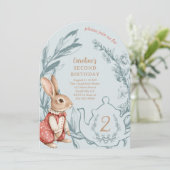 Alice in Wonderland Bunny Tea Tweede Verjaardag Kaart (Staand voorkant)