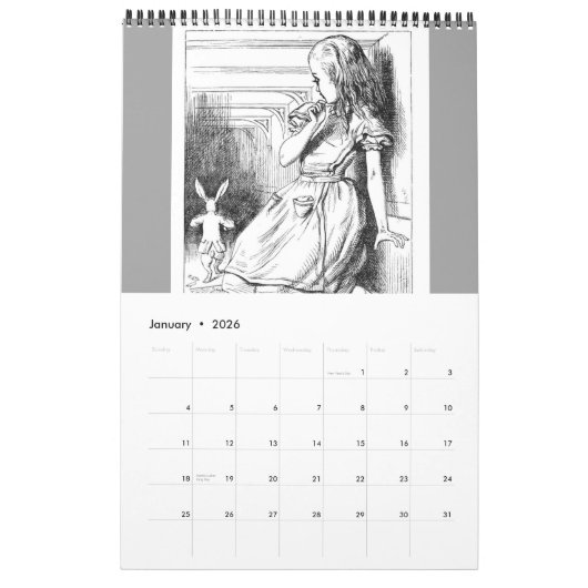 Alice in Wonderland Calendar Kalender (Jan 2026)