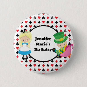 Alice in Wonderland Card Decennium Aangepaste kind Ronde Button 5,7 Cm