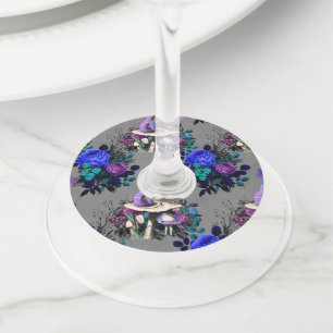 Alice in Wonderland Caterpijler Roking Flowers Wijnglaslabel