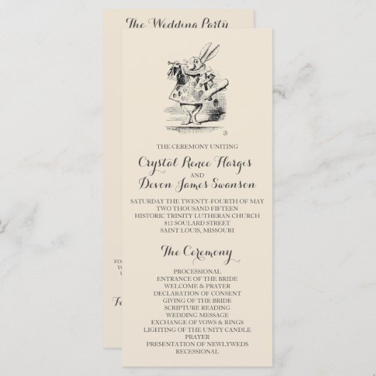 Alice in Wonderland Ceremony Program Programma (Voorkant / Achterkant)