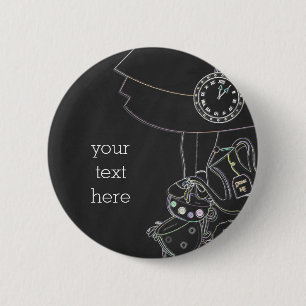 Alice in Wonderland Chalkboard Sketch Chalk Party Ronde Button 5,7 Cm