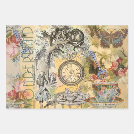 Alice in Wonderland Cheshire Cat Characters Inpakpapier Vel (Voorkant 2)