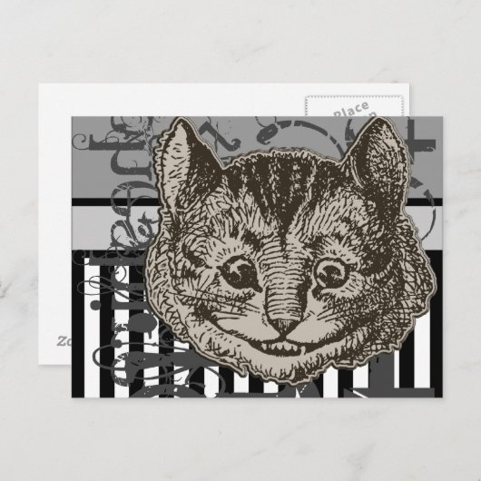 Alice in Wonderland Cheshire Cat Grunge Briefkaart (Voorkant / Achterkant)