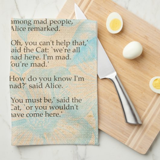 Alice in Wonderland Cheshire Cat Mad Theedoek (Quarter Fold)