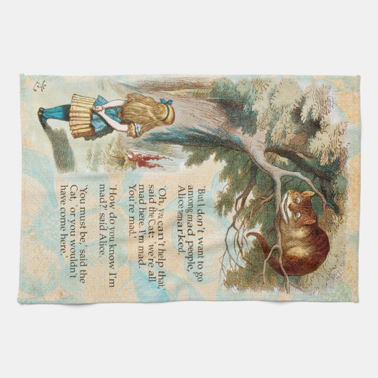 Alice in Wonderland Cheshire Cat Mad Theedoek (Horizontaal)