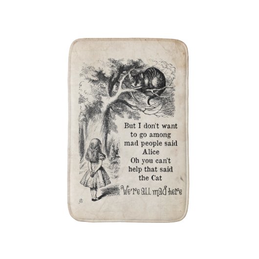 Alice in Wonderland; Cheshire Cat met Alice Badmat (Voorkant Verticaal)
