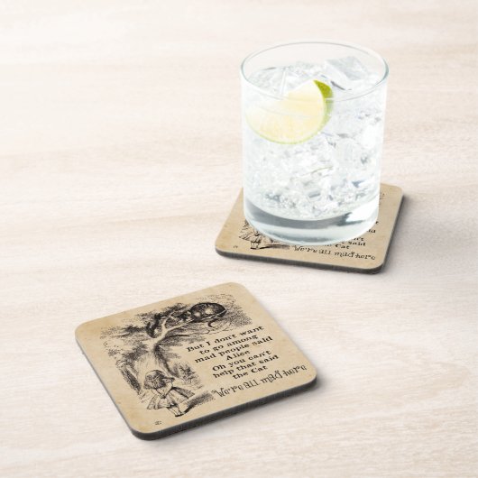 Alice in Wonderland; Cheshire Cat met Alice Drankjes Onderzetter (Rechterzijde)