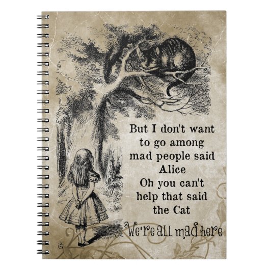 Alice in Wonderland; Cheshire Cat met Alice Notitieboek (Voorkant)
