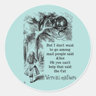 Alice in Wonderland; Cheshire Cat met Alice Ronde Sticker