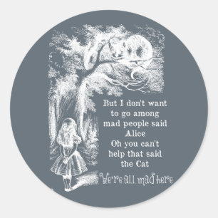 Alice in Wonderland; Cheshire Cat met Alice Ronde Sticker