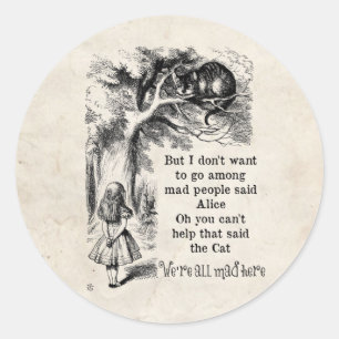 Alice in Wonderland; Cheshire Cat met Alice Ronde Sticker